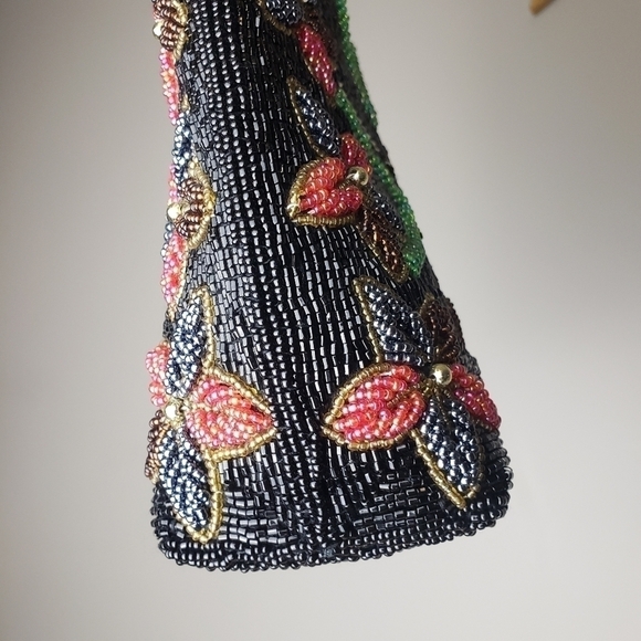 Vintage Glass Beaded Floral Handbag Purse - Picture 9 of 16
